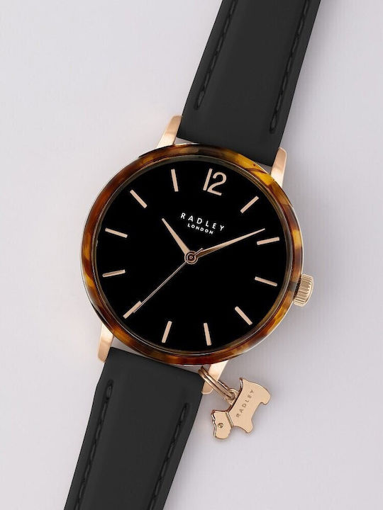 Radley Γυναικείο Ρολόι 35mm Μπαταρίας με Μαύρο Καουτσούκ Λουράκι