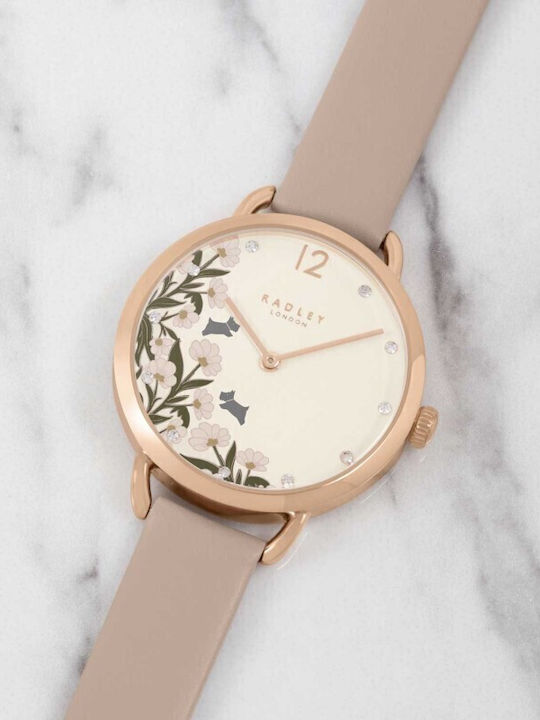 Radley Γυναικείο Ρολόι 32mm Μπαταρίας με Ροζ Χρυσό Δερμάτινο Λουράκι