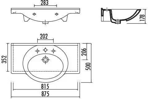 Creavit Smile Inset Sink Porcelain 87x50x18.1cm White