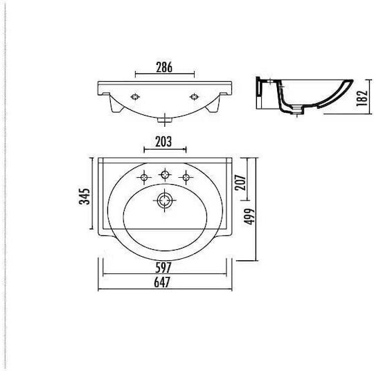 Creavit Smile Inset Sink Porcelain 65x50x17.8cm White