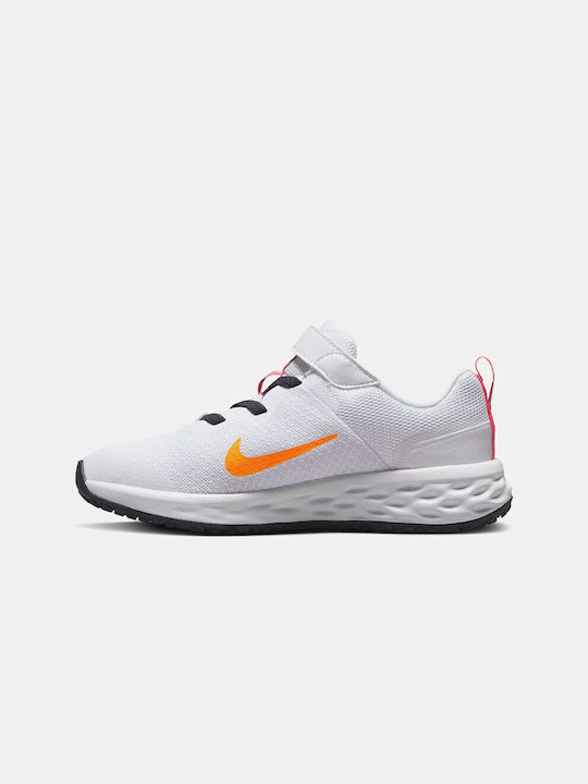 Nike Revolution 6 Kids Running Shoes White / Sea Coral / Gridiron / Laser Orange