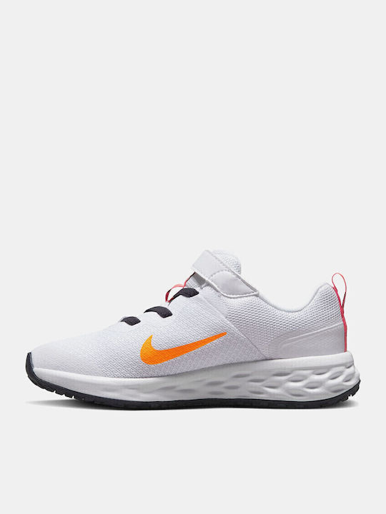 Revolution Revolution 6 Kids Sports Shoes Running with Hoop & Loop Closure White / Sea Coral / Gridiron / Laser Orange