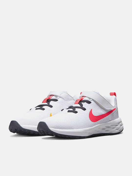 Revolution Revolution 6 Kids Sports Shoes Running with Hoop & Loop Closure White / Sea Coral / Gridiron / Laser Orange