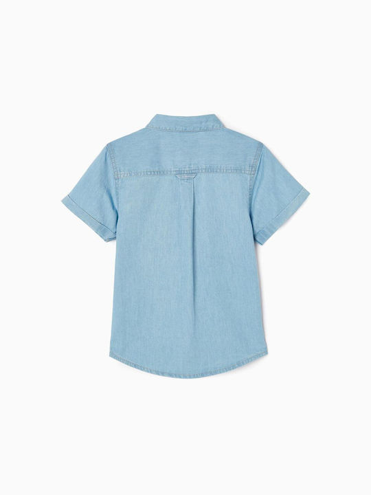 Zippy short-sleeved cotton jeans shirt light blue