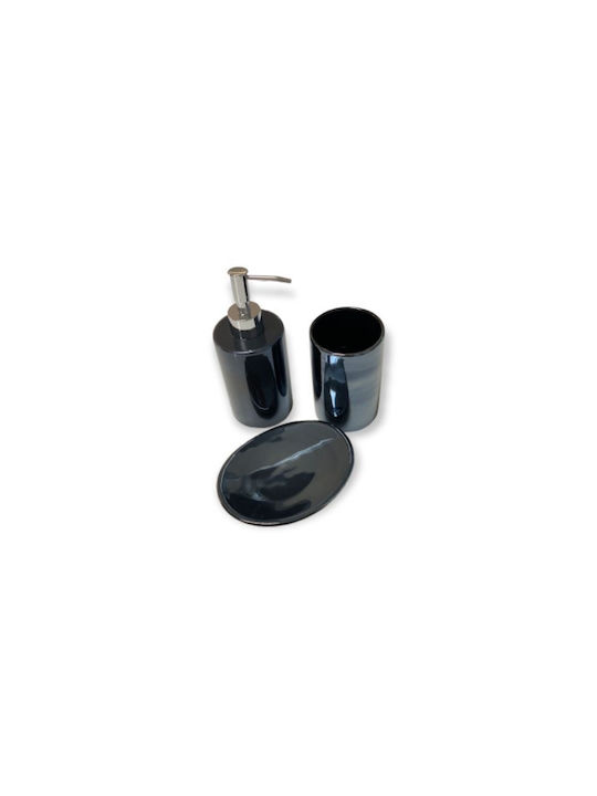 Eurocasa 5416, 5415, 5417 Porcelain Bathroom Accessory Set Black 3pcs