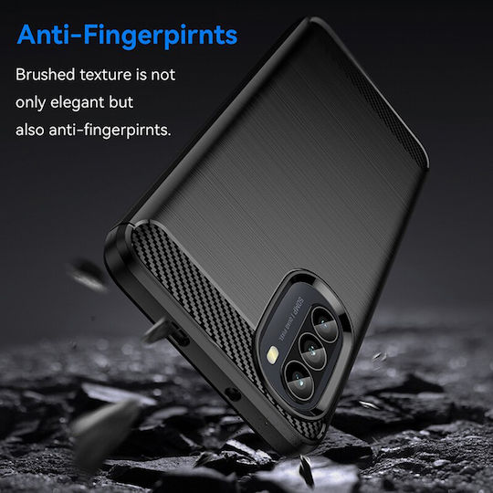 Techsuit Carbon Back Cover Silicone Black (Moto G52)