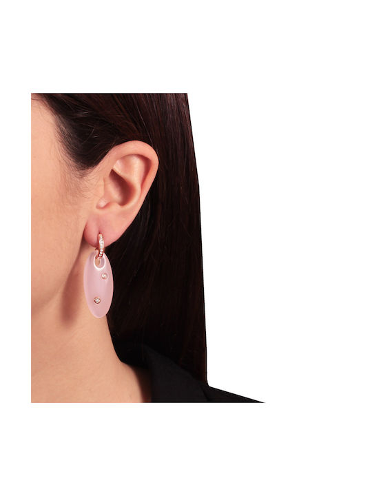 Silver pink oval earrings Oval Mineral Stones