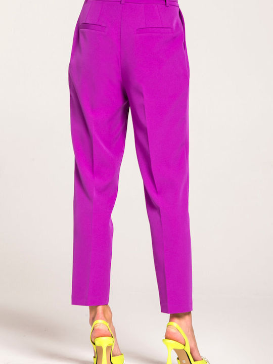 High rise trousers straight line - magenta