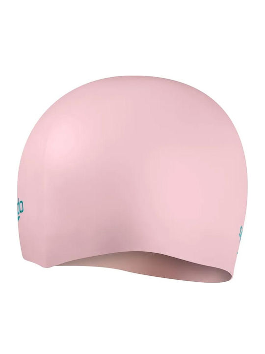 Speedo Plain Moulded Silicone Kids Swimming Cap Pink