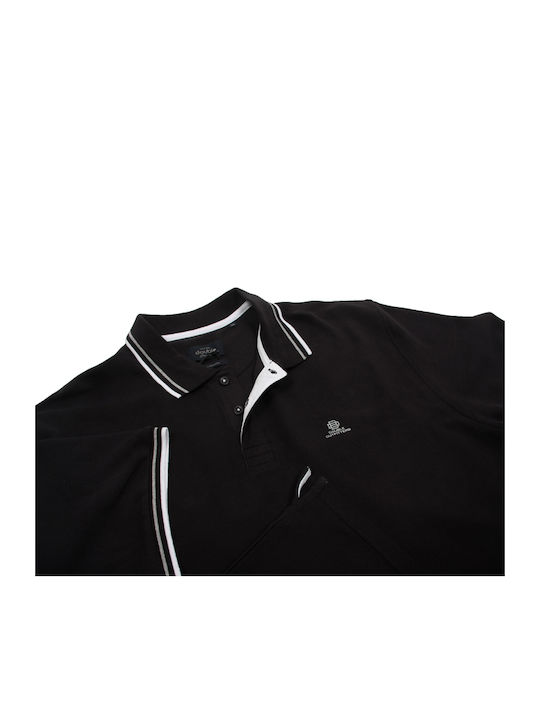 Double 10831 S Herren Kurzarmshirt Polo Schwarz