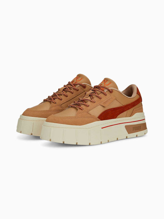 Puma Mayze Stack Wild Γυναικεία Sneakers Καφέ