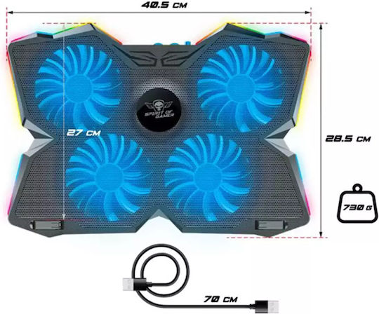 Spirit of Gamer Air Blade 500 RGB Cooling Pad για Laptop έως 17.3" με 4 Ανεμιστήρες