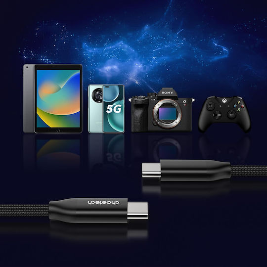Choetech XCC-1036 Geflochtenes USB 3.1 Kabel USB-C männlich - USB-C 240W PD Schwarz 2m