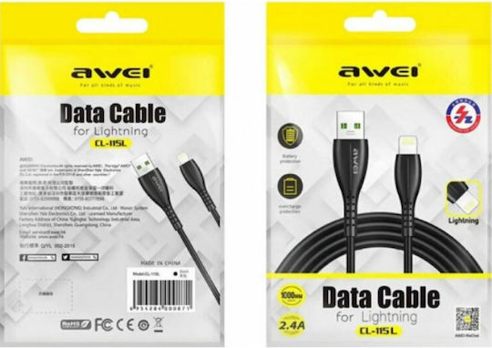 Awei CL-115L USB-A to Lightning Cable Black 1m (03000WKL60BK)