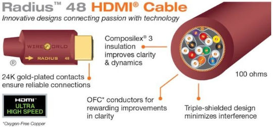 Wireworld Radius 48 Cable HDMI male - HDMI male 1m Μαύρο