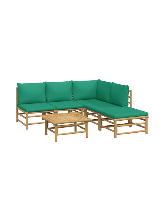 Garden & Outdoor Furniture Sets Living Room Set 6 Pieces Natural with Pillows