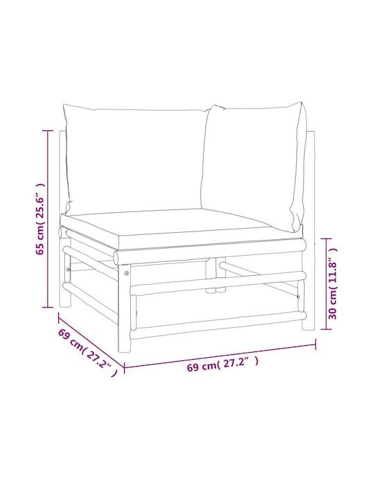 Garden & Outdoor Furniture Sets Living Room Set 6 Pieces Natural with Pillows