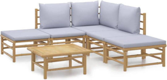 Garten- und Outdoor-Möbelsets Wohnzimmer Typsatz 6 Stück Natur mit Kissen