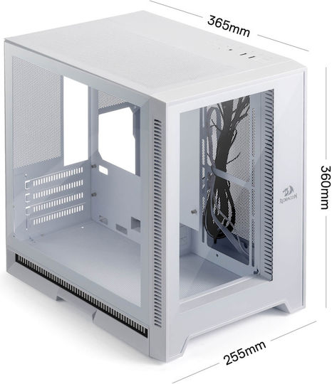 Redragon MC211 Геймърско бюро Мини кула Компютърна кутия със страничен прозорец и RGB осветление Бял