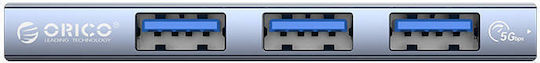 Orico USB-Hub 3 Anschlüsse USB 3.0 mit USB-C Anschluss Grau