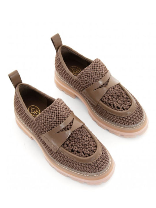 Ash Combo Γυναικεία Loafers σε Καφέ Χρώμα