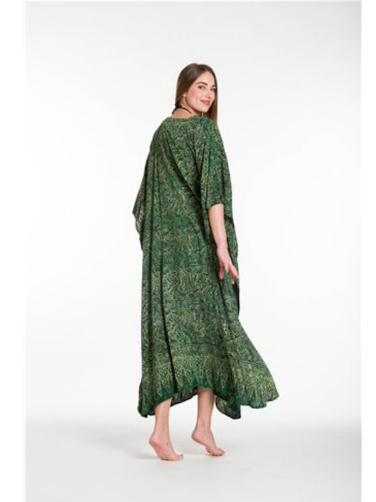 DAMEN KAFTAN LANG VISKOSE GRÜN