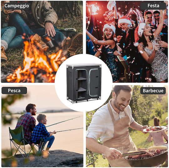 Outsunny Ντουλάπα Αλουμινίου για Camping Πτυσσόμενη Γκρι