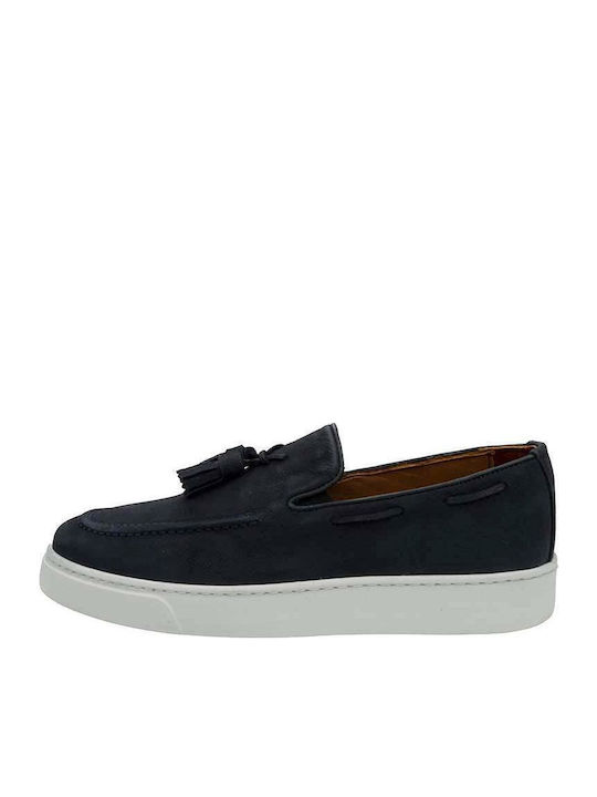 BY887 Men's Leather Loafers Blue