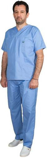 Alezi Classic Unisex Medical Pants and Blouse Set Light Blue Cotton and Polyester