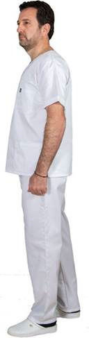 Alezi Classic Unisex Σετ Ιατρικό Παντελόνι και Μπλούζα Λευκό από Βαμβάκι και Πολυεστέρα