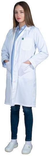 Alezi Women's White Medical Dressing Gown Cotton and Polyester