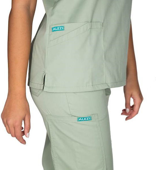 Alezi Classic Women's Green Pants & Blouse Set Cotton and Polyester