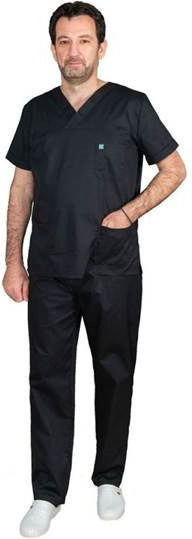 Alezi Classic Unisex Σετ Ιατρικό Παντελόνι και Μπλούζα Μαύρο από Βαμβάκι και Πολυεστέρα
