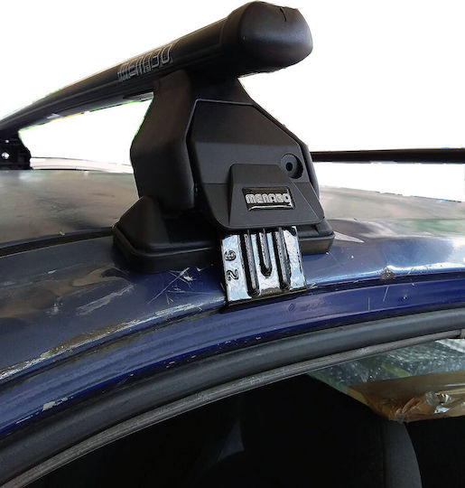 Menabo Metallic Car Roof Bars for Hyundai Accent 5D Set with Roof Rack Legs Silver