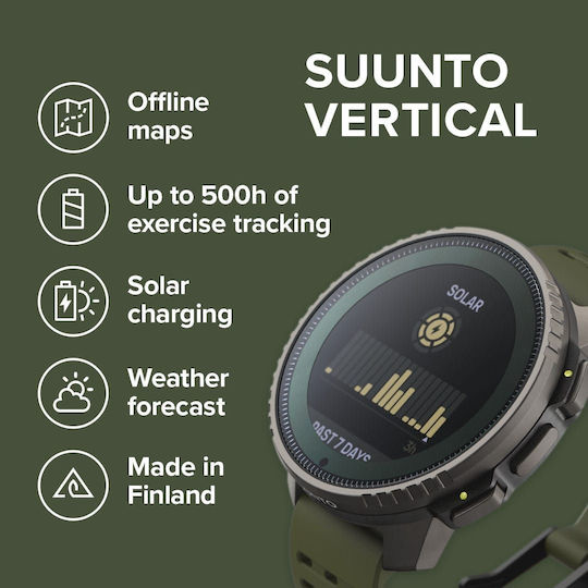 Suunto Vertical Titanium 49mm Αδιάβροχο Smartwatch με Παλμογράφο (Forest)