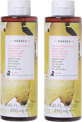 Korres Ginger Lime Αφρόλουτρο σε Gel 2x250ml