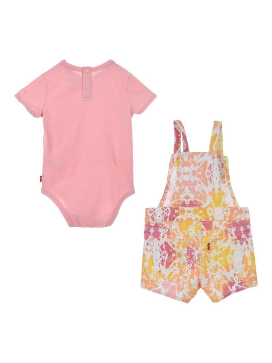 Levi's Baby Bodysuit Set Short-Sleeved with Pants Pink