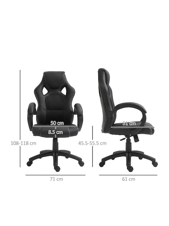 HomCom Gaming Style Καρέκλα Gaming Δερματίνης Μαύρη