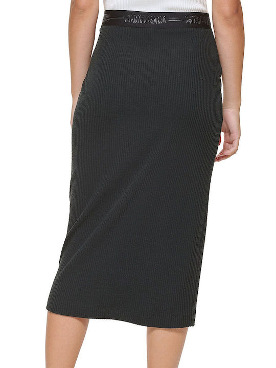 DKNY High Waist Midi Skirt in Black color