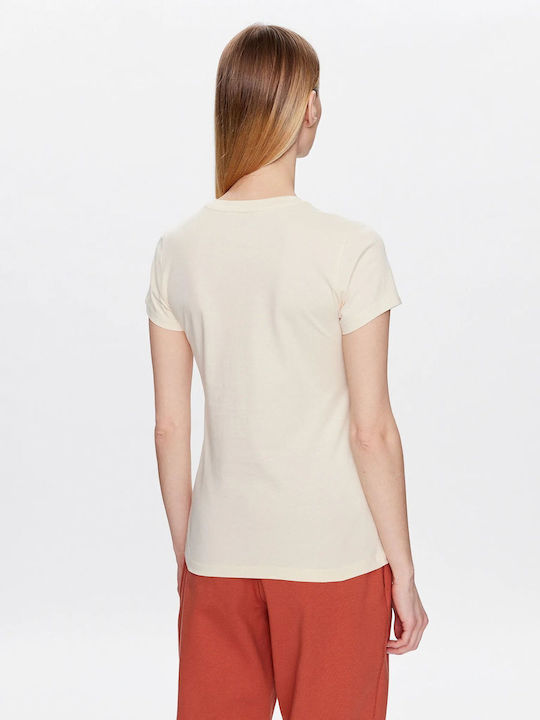 New Balance Γυναικείο T-shirt Μπεζ με Στάμπα