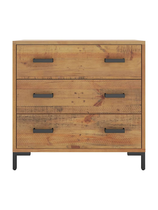 Wooden Chest of Drawers with 3 Drawers 75x35x70cm