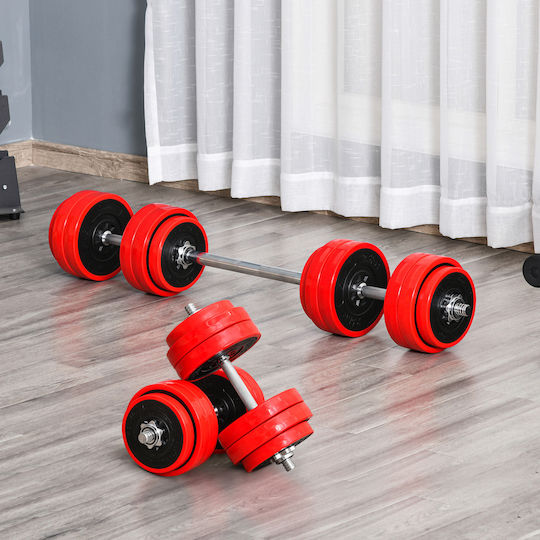 HomCom Barbell and Dumbbell Dumbbell Set with Bar 25kg