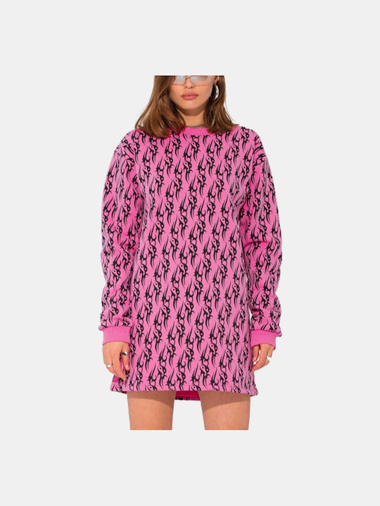 LOCAL HEROES Tribal Love Women's Sweater Dress with Belt - Pink