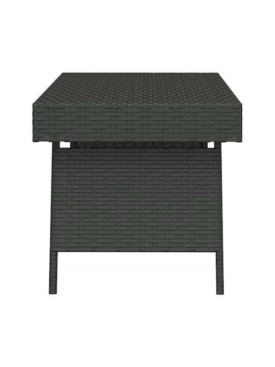 Tisch für kleine Außenbereiche Rattan Zusammenklappbar Schwarz 60x40x38cm