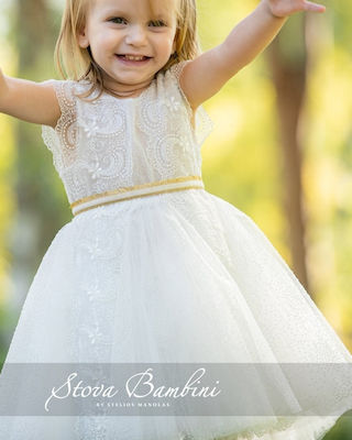 Stova Bambini Ecru Baptism Outfit with Hair Accessories & Dress 2pcs