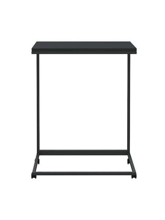 Rectangular Side Wooden Coffee Table with Black Wheels W55xL35xH70cm