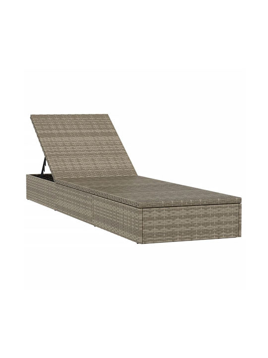 Sunbed Single Rattan with Cushion Gray with Table 201x55x20cm.