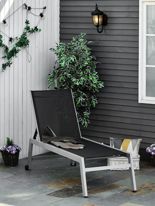 Liegestuhl Aluminium mit Textilene-Stoff Schwarz 169x65x102cm.