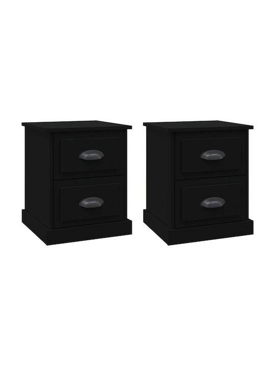 Wooden Bedside Tables 2pcs Black 39x39x47.5cm