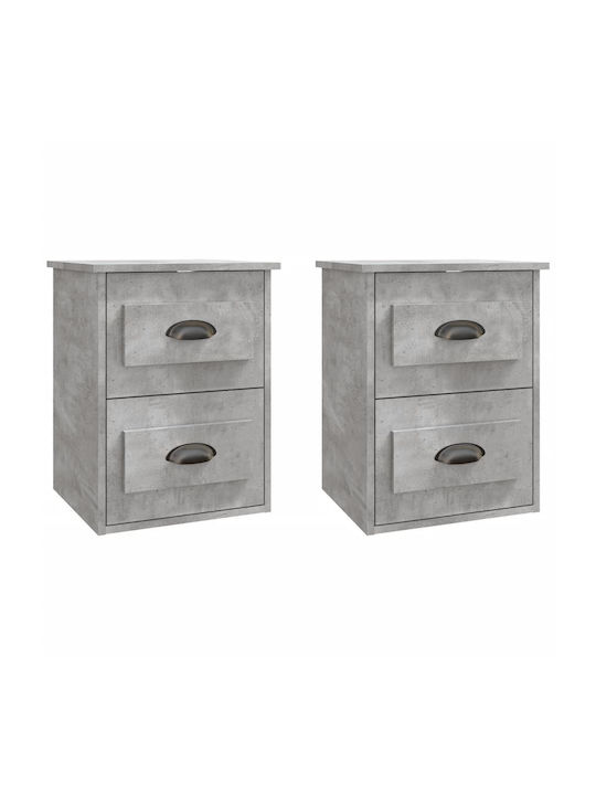 Wooden Bedside Tables 2pcs Gray 41.5x36x53cm